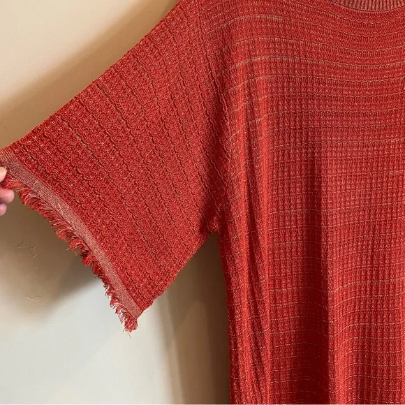 ZARA Red Orange Knit Shift Mini Dress - Picture 2 of 8